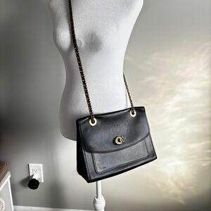 Coach  Black Parker Shoulder Bag with Gold Chains
